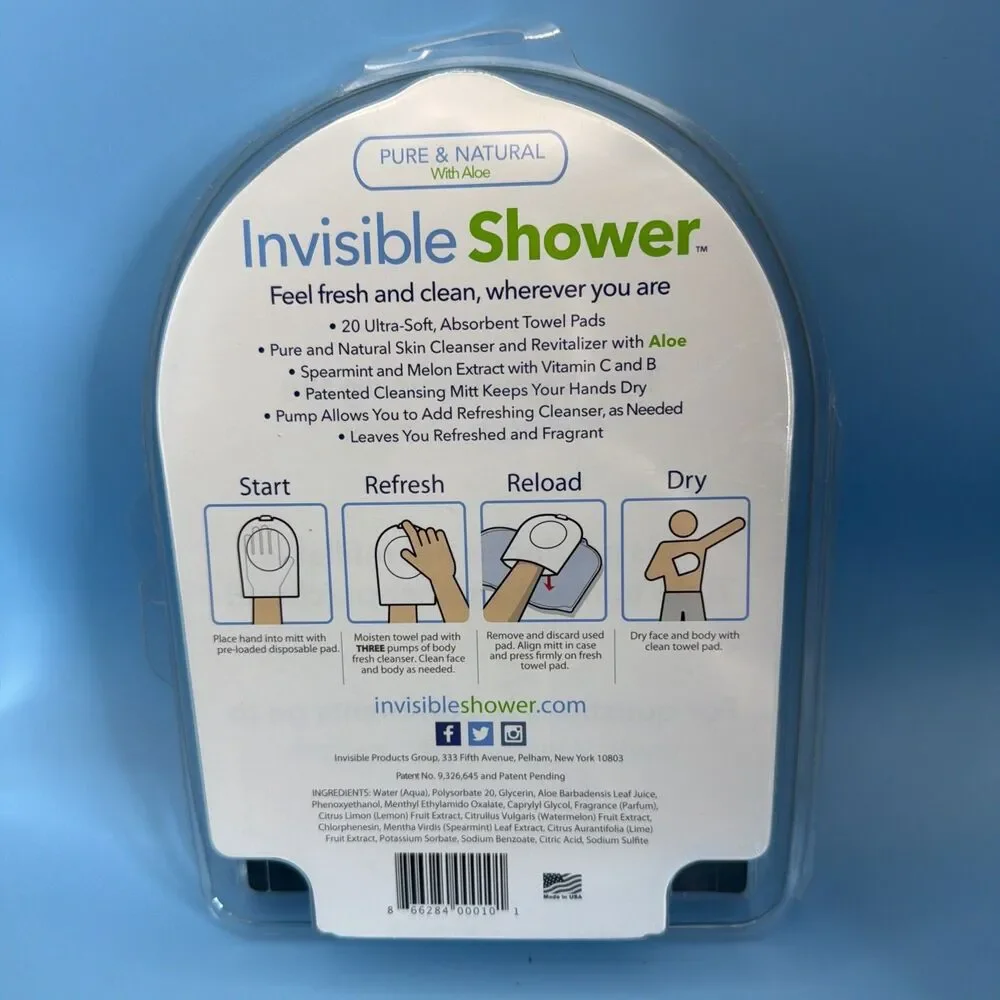 Invisible Shower 20 Towel Pads with Aloe